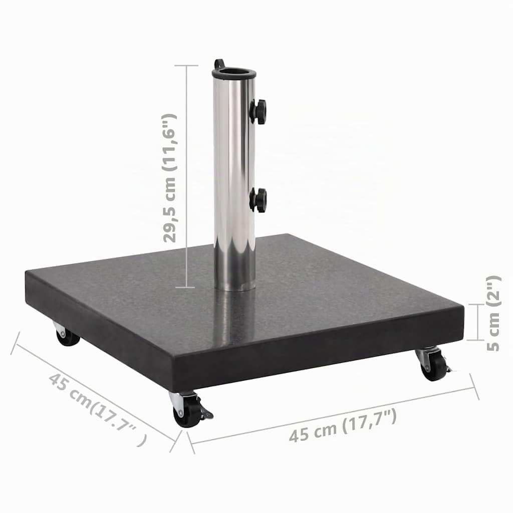 Tomostar Pied de Parasol avec roulettes, Support Socle de Parasol Base de Lestage Granite 30 kg Carré Noir