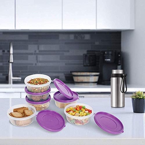 SIMPARTE Plastic Nesterware Container with Lid for Kitchen Spices Storage, Leftover Food, Snacks, Travelling, Purple, Set of 6 (1 x 1L, 2 x 750 ML, 3 x 500 ML) (B08V8BRLW4) Amazon Price History, Amazon Price Tracker
