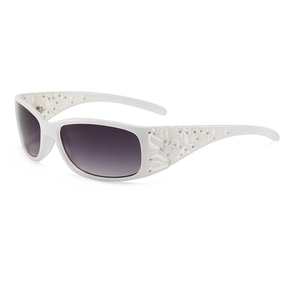 hermaner Rectangular Sunglasses Womens UV400 Protection Thick Flower Print Temples Gradient Lenses Luxury Ladies Sun Glasses Personality Sunnies Outdoor Street Party Travel