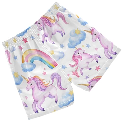Pigsaly Boys Swim Trunks Watercolor Unicorns Rainbow Boys Board Shorts Swimsuit Swimwear Summer Bathing Suit 3T2