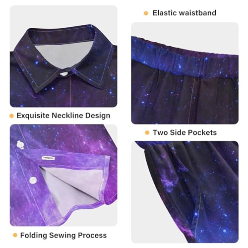 Image of visesunny Funny Boy's 2 Pieces Shirt and Short Set Casual Shirts Short Sleeve Beach Shorts Summer Outfits for 3-10 Years Kids
