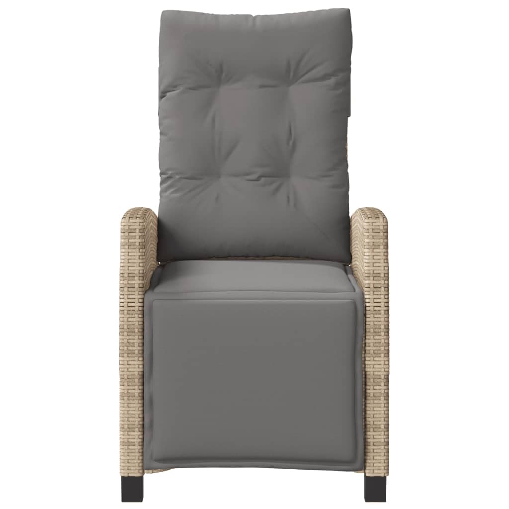 Poltrona reclinabile giardino poggiapiedi 2 pz rattan PE beige mix sedie esterno resistente alle intemperie poltrone per terrazze beige misto con poggiapiedi