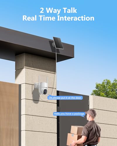 Image of Gianteye 2K Security Cameras Wireless Outdoor, 5G WiFi Cameras for Home Security, 360 PTZ Solar /Battery Powered Outside Cam, 2 Way Talk, Color Night Vision, AI Human Detection for Porch /Garage /Yard