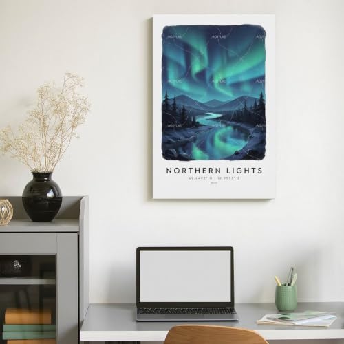 Poster aquarelle de Northern Lights 50x75 cm grand format