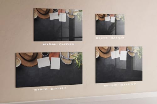 Tableau magnétique en verre avec aimants néodyme extra forts et éponge effaçable à sec