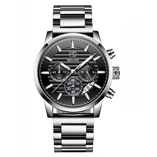 BENYAR Moda Cronógrafo Deporte Relojes para Hombre Reloj De Cuarzo De Negocios Primeras Marcas Reloj Relogio Masculino (E)