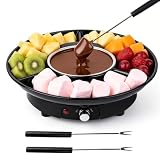 BORDEAG Schokofondue Set Elektrisch, 273 * 273 * 78mm Schokoladenschmelzer 800ml, Elektrisches Schokoladen Fondue Set, Schoko-Fondue-Sets mit 2 Gabeln, für Zuhause Veranstaltungen,Schwarz