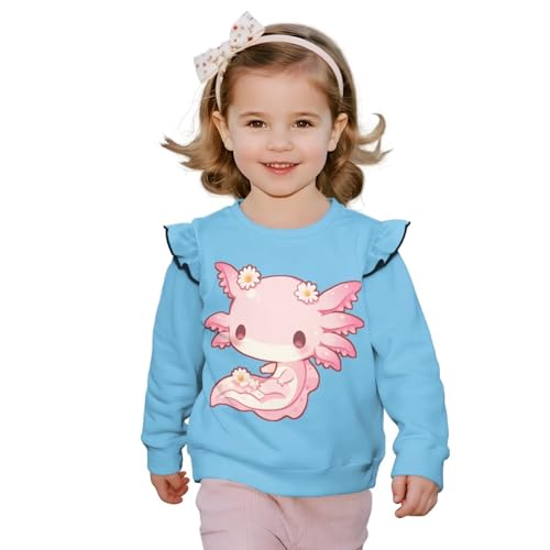 Coloring Sweatshirts for Girls Cute Axolotl Long Sleeve Shirts Kids Colorable Pullover Tops with 8 Markers2