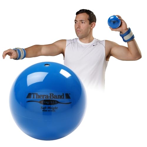 Image of THERABAND Soft Weight 5.5 Lb, 4.5 inch Medicine Ball, Weighted Exercise, Blue