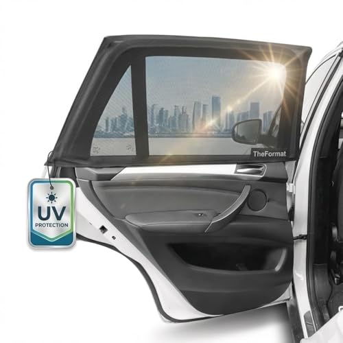 Car Window Covers for Back Seat 2 Pack– Breathable Sun & Privacy Protection – Stretch Mesh Window Cover Car – Allows Windows Down – Ideal for Baby, Camping & Daily Driving (Large 45"x20")