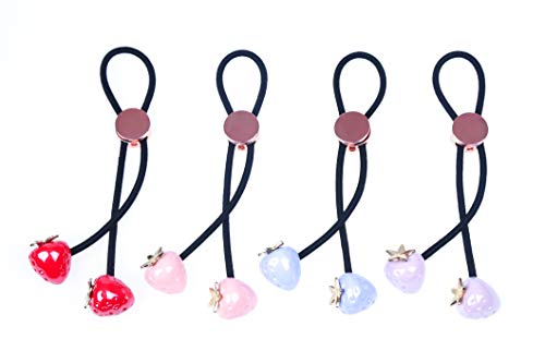 Strawberry Ball Sliding Hair Ties Ponytail Holders Elastic Hair Cord Rose Gold Knot