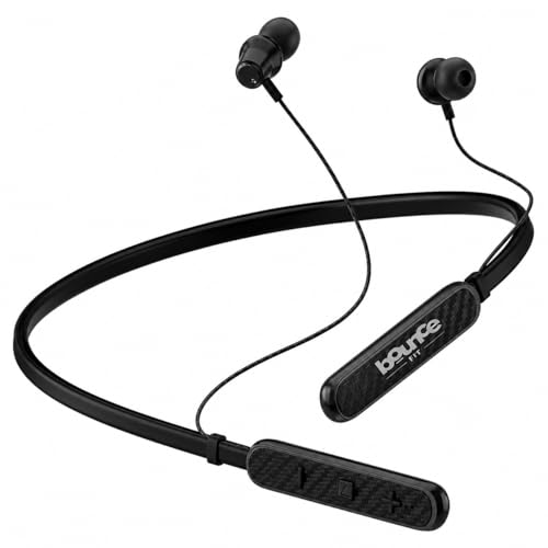 Image of Bouncefit Sonic 144 Bluetooth Wireless Neckband, 35H Continuous Playback Battery, Deep Bass, Stereo Sound, HD Calls, Type C Fast Charging, Rich Audio, Bluetooth Neckband with Mic Earphones (Black)