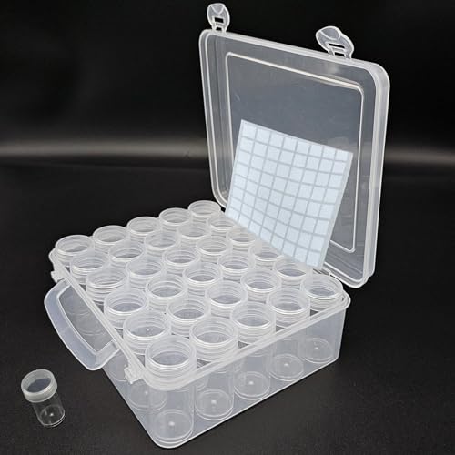 Image of 30 Grids 5D Diamond Painting Box Portable Clear Storage Containers With Label Stickers and Lids for Beads Seeds Glitter Rhinestones Jewelry Diamond Dots Crafts DIY Accessories(30 Jars)
