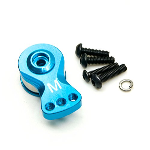MORFUM Aluminum Alloy 25T Servo Saver 3 Holes/5 Holes Adjustable Servo Horn 25T Adjustable Arm Compatible with Futaba Tamiya Servos 1/10 Tra-xxas RC Car Boat Helicopter Upgrades (Blue-M)