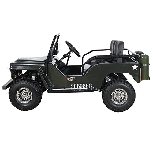 X‑PRO Ranger 125cc Go Kart – 3‑Speed Semi‑Auto with Reverse,Zongshen Engine,LED Headlights,18″ Alloy Wheels + Windshield & Spare Tire,Adult+Kid Off‑Road Fun Outdoor Ride (Army Green)