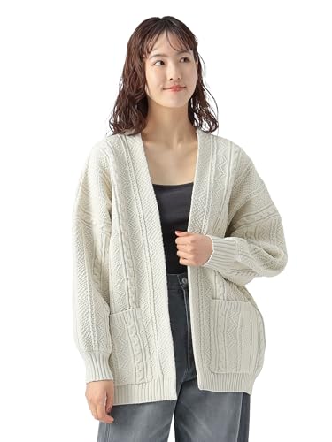 [ビームスハート] L/Sニット ケーブル柄 着流し カーディガン レディース IVORY ONE SIZEのサムネイル