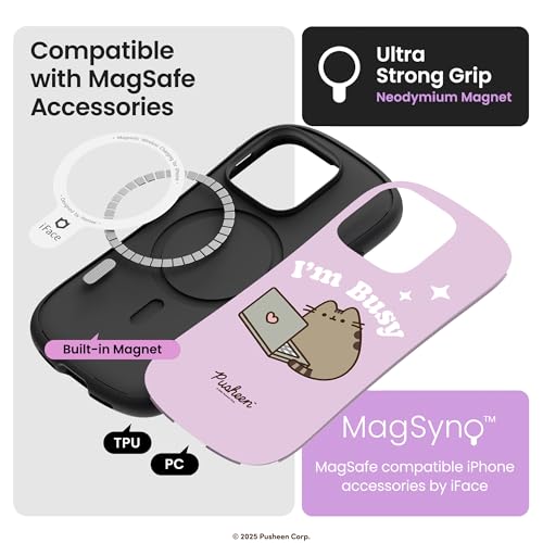 Coque antichoc double couche iPhone 16 Pro iFace Pusheen MagSafe rigide