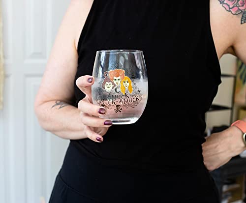 Disney Hocus Pocus Amuck 20-Ounce Stemless Wine Glass Set | Cocktail Glasses For Home Kitchen Barware Set | Halloween Home Decor, Sanderson Sisters Gifts And Collectibles #TOP4