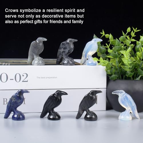 Figura de Cuervo en Obsidiana Negra de 2 Pulgadas miniatura 6