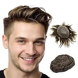 Herren Perücke Transparent PU Männer Toupet Männer Haarteile Einheit Hair Replacement System-Menschenhaar 100% (8 * 10, #4)