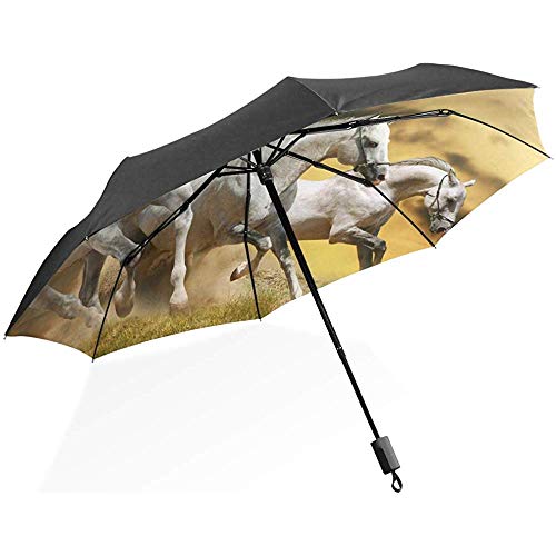 Preisvergleich Produktbild Emiuly Automatischer DREI Schimmel Faltbarer Tragbarer Regenschirm Windresistenter Anti-UV Regen- / Sonnen-Regenschirm