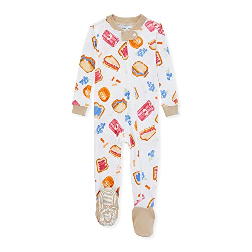 Image of Burt's Bees Baby baby boys Pajamas, Zip-front Non-slip Footed Pjs, Organic Cotton and Toddler Sleepers, P Bee J, 12 Months US