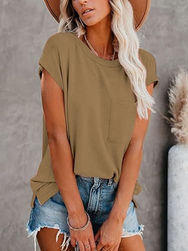 Image of CNFUFEN Short /Long Sleeve T Shirts for Women Fashion Casual Summer Lightweight Solid Trendy Tops