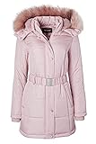 Jackets for Women Down Alternative Parka Longer Winter Puffer Coat with Fur Hood - Ice Rose (1X)