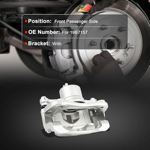 Image of cciyu Front Right Disc Brake Caliper Assembly with Bracket 19B7157 | For Kia For Soul L4 1.6L 2014-2019, For Kia For Soul L4 2.0L 2014-2019