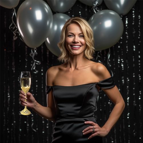 Popgege Gold Wedding Champagne Flutes,Crystal Glasses Champagne Toast for Wedding Decorations,Champagne Glasses Set of 2,Gold Party Cups for Mr and Mrs, Engagement Gifts for Couples - 7oz