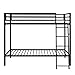 SHA CERLIN Loft Bunk Bed Twin Over Twin Size with Ladder and Guardrail,Heavy Duty Metal Slats Support No Box Spring Needed Small Space Saving Furniture for Bedroom Dorm,Black