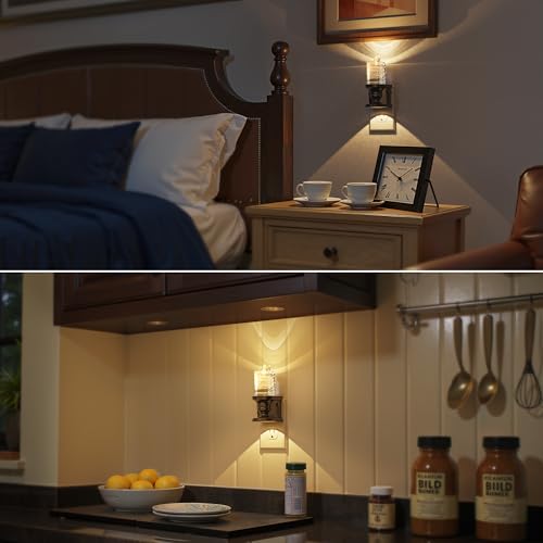 Image of Briignite Flameless Candle Night Light, Bubble Night Lights Plug into Wall, Candle Nightlight with Light Sensor, Dimmable LED Night Light Plug in, Warm White 3000K Nightlight for Hallway Bathroom