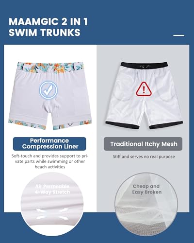 Image of maamgic Mens 5 Inch Stretch Swimming Shorts Compression Liner Swim Trunks Swimwear Bathing Suits Beach Wear Swim Suits