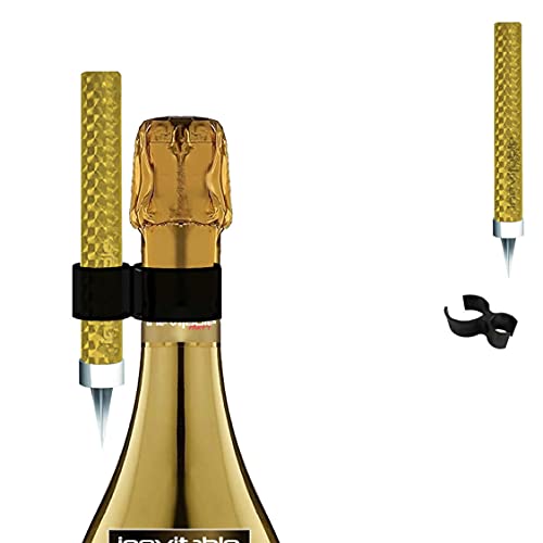 Inevitable Party Flaming Ice Fountain with Bottle Clip for Prosecco and Champagne Bottles (Gold x 1)