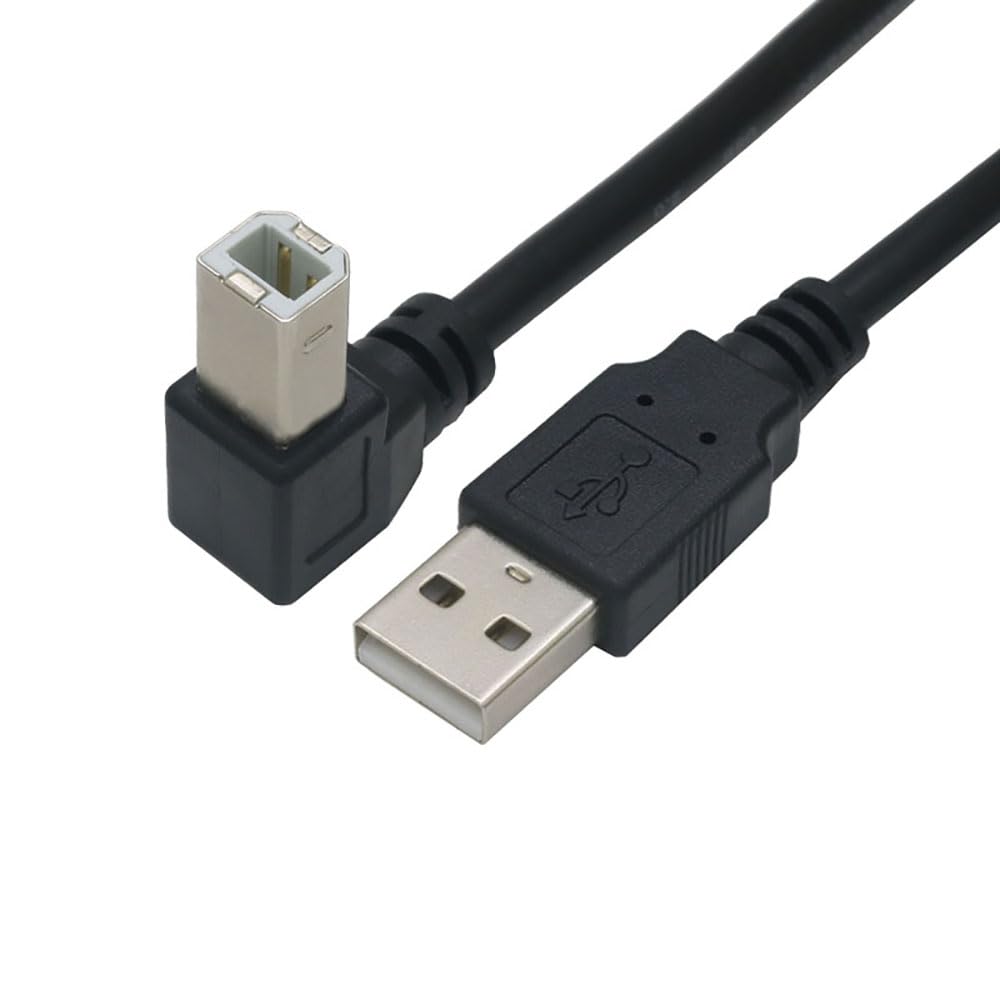 USB 2.0 High Speed Drucker/Scanner, rechtwinkliges Kabel, USB-Druckerkabel, 90 Grad, USB 2.0 A-Stecker auf B-Stecker, Drucker, Scanner, USB-B-Kabel mit 480 Mbit/s (Abwärtswinkel, 149,9 cm)