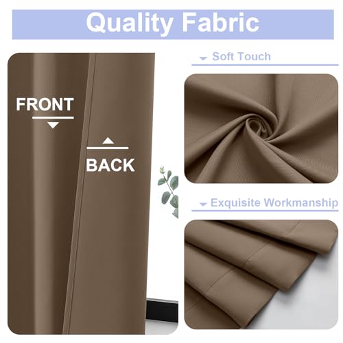Simplebrand Brown Blackout Curtains for Bedroom 96 Inches Long 2 Panels, Solid Thermal Insulated, Energy Saving Living Room Window Treatment Curtains Blackout Drapes, W50 x L96 Inch, Brown