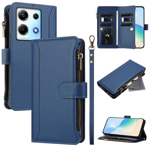 DFHASD Case for Infinix Note 30 4G Wallet Case, Premium PU Leather Zipper Folio Wallet RFID Blocking with Wrist Strap Flip Cover Credit Card Holder, Compatible with Infinix Note 30 4G (A)