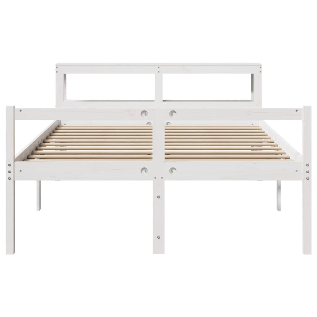 Massivholz Kiefernholz Seniorengerecht viel Stauraum Weiß 140x200 cm | Seniorenbett mit Kopfteil Massivholz Weiß 140x200 cm ohne Matratze Seniorengerecht Stauraumbett