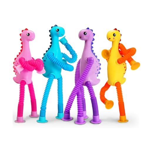 Juguetes con ventosas elásticas, 4 piezas que cambian de forma, brazos y piernas, juguetes educativos, divertido juguete sensorial educativo, juguete antiestrés para niños (dinosaurio)