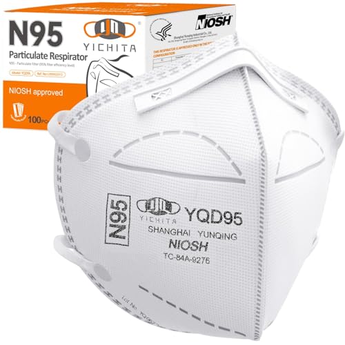 YICHITA YQD95 医療用N95マスク 個包装 折畳式 頭掛け式 360度3D設計 NIOSH承認 FDA承認 敬老園 学校 病院 介護 職場 通勤など インフルエンザ(100)