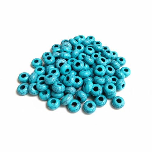Turquoise Large Hole Beads for Jewelry Making-100pcs 14mm European Rondelle Spacer Beads Big Hole Craft for Bracelets