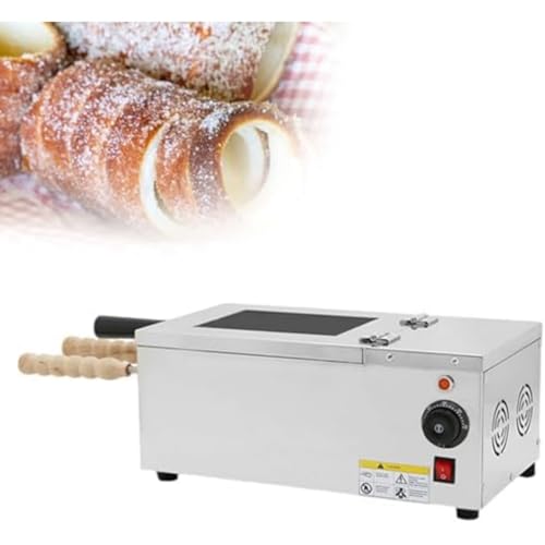 Image of UofZc Chimney Cake Machine, Chimney Cake Roll Oven Maker, Stainless Steel Chimney Cake Oven Machine, with 2pcs Baking Tools and Wooden Handles for Commercial and Home Use