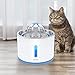 Vekonn 2.4L/81oz Cat Water Fountain Stainless Steel Top, Pet Water Fountain for Small Dog and Cat with LED Light and Water Level Window (Blue)