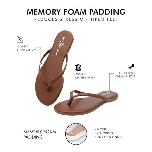 Image of Shoe Land Thong Flip Flops for Women, Memory Foam Flat Sandals, Lightweight Summer Slides, Non Slip Comfort Sandals for Beach, Travel and Everyday Wear