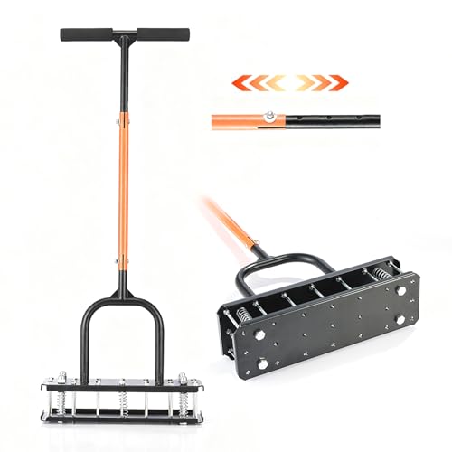 Myrvok Lawn Aerator Tool – Grass & Yard Aerator, 4 Adjustable Height Settings, Metal Construction with Ergonomic Handle and Spring-Assisted Design for Effortless Yard Care.