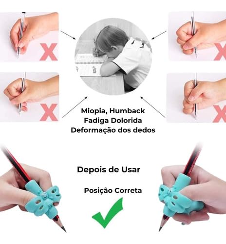 Kit Adaptador De Escrita Apoio Lápis Para 3 Dedos Projetado para Crianças TEA TDAH Ansiedade com Est