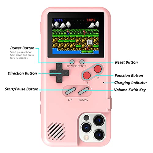 Gameboy Case for iPhone, Autbye Retro 3D Phone Case Game Console with 36 Classic Game, Color Display Shockproof Video Game Phone Case for iPhone(for iPhone 6P/7P/8P, Pink)