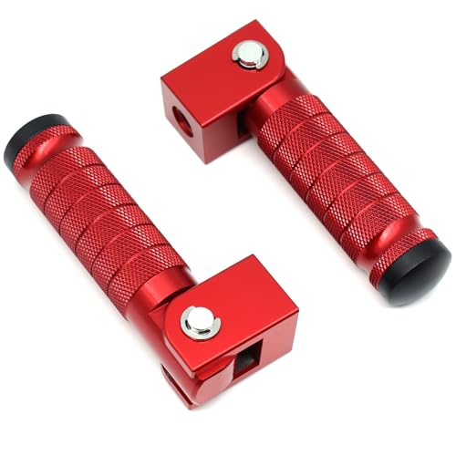 Image of Red Motorcycle Bicycle Folding Foot Pegs 90 Degree Foldable Electric Motorbike Ebike For Super73 S2 /ZX /RX /R /S Passenger Footrests Rearsets Rear Set Footpegs foot Rest Pedals M8 Install Bolts