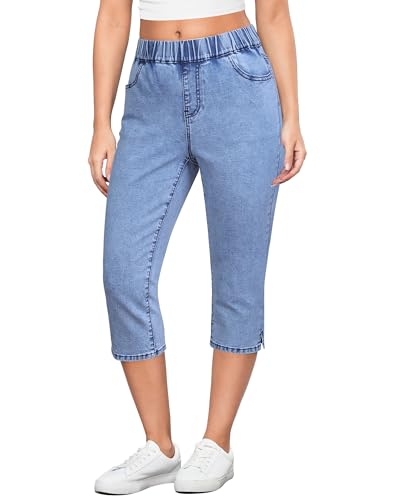 GRAPENT Women Jeans Trendy Women Summer Pants Capris Pants for Plus Size Pull on Jeans for High...