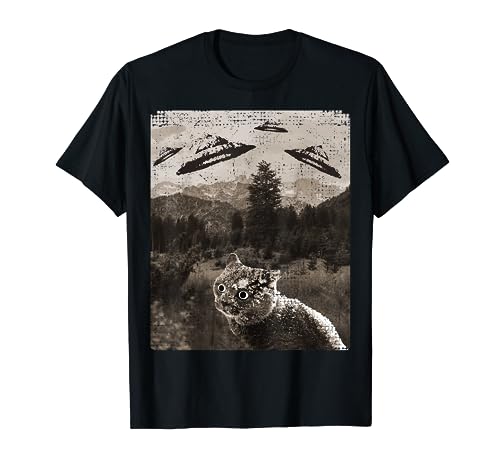 Meme de Alien Selfie Cat UFO - UFO divertido Camiseta